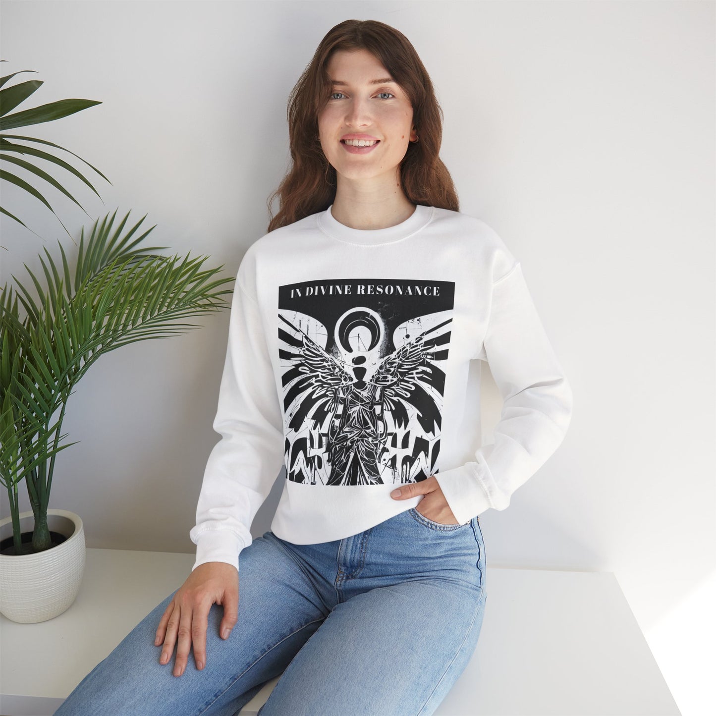 DIVINE RESONANCE | Spiritually Activated Alchemy Wear Crewneck Sweatshirt by artist Vox Angelus, Channeled Images, Metaphysical Sweatshirt, Mystical Apparel