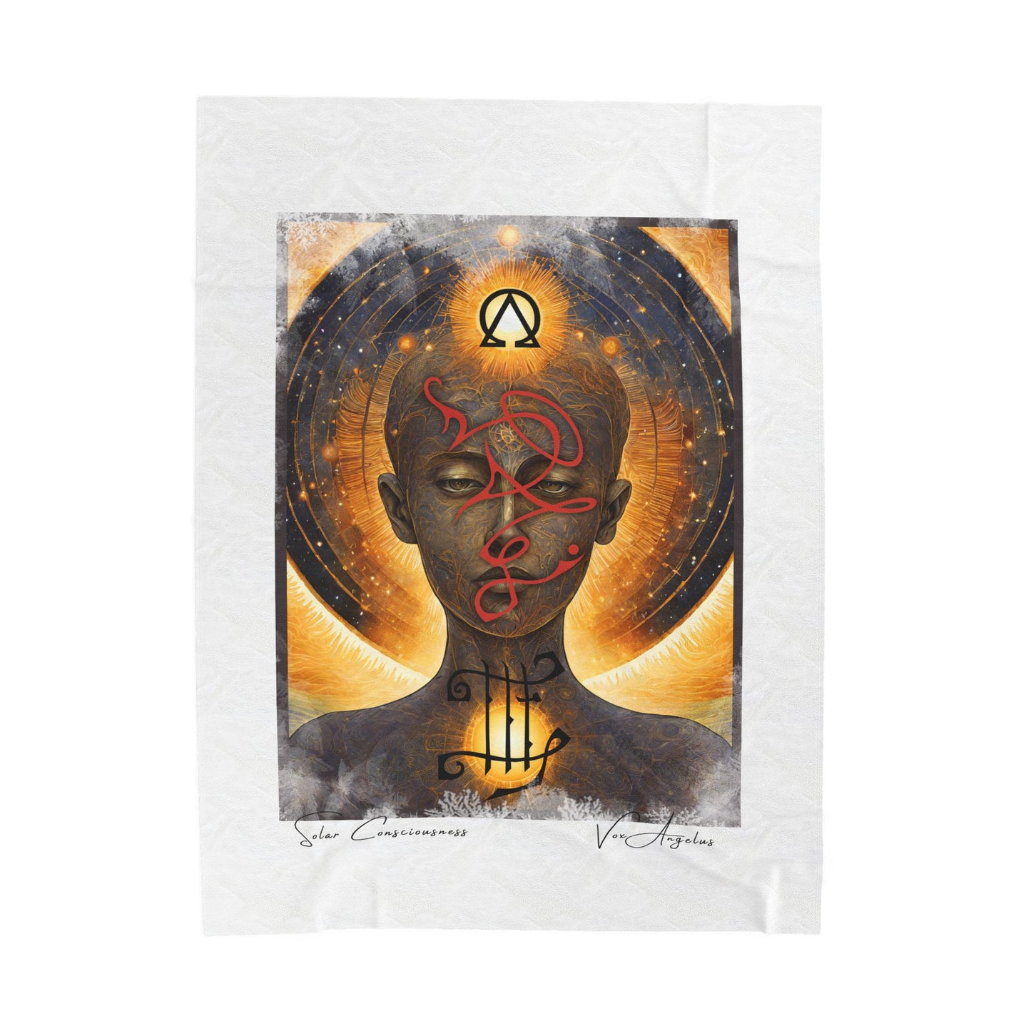 SOLAR CONSCIOUSNESS | Velveteen Plush Blanket, Alchemical Art by Vox Angelus, Frequency Encoded, Divine Inspired by Elohim
