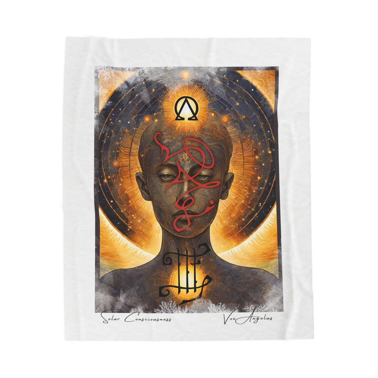 SOLAR CONSCIOUSNESS | Velveteen Plush Blanket, Alchemical Art by Vox Angelus, Frequency Encoded, Divine Inspired by Elohim