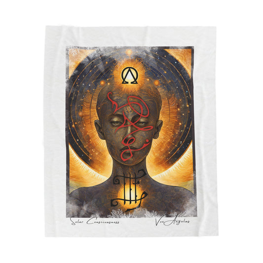 SOLAR CONSCIOUSNESS | Velveteen Plush Blanket, Alchemical Art by Vox Angelus, Frequency Encoded, Divine Inspired by Elohim